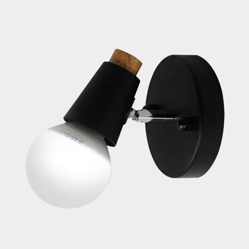 Lisslune | Metal cup-shaped wall lamp with bare bulb industrial 1-light bathroom wall lamp in black