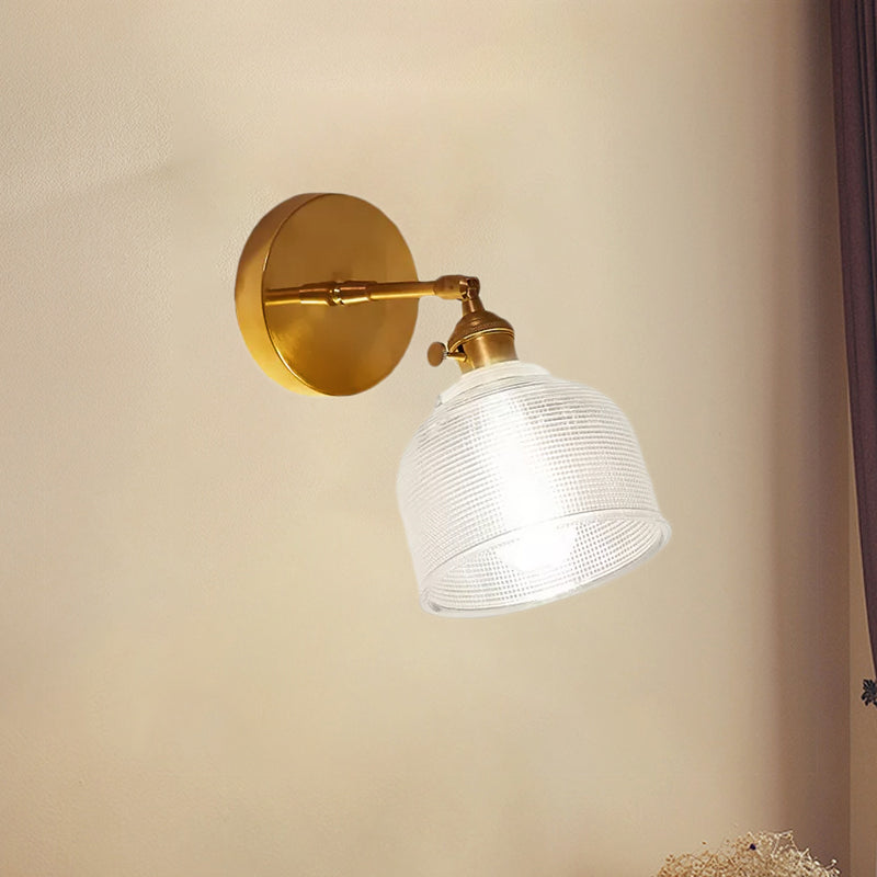 Lisslune | Clear Prism Glass Dome Wall Sconce Industry 1 Light Bedroom Lighting Fixture