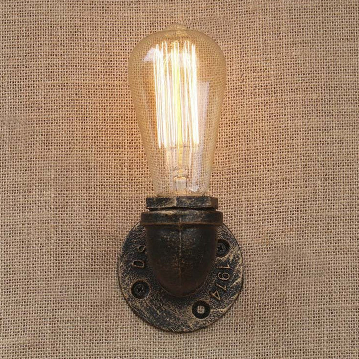 Skørter | Bare Bulb Living Room Wall Light with Pipe Rustic Stylish Metal 1 Head Black/Bronze Wall Mount Light