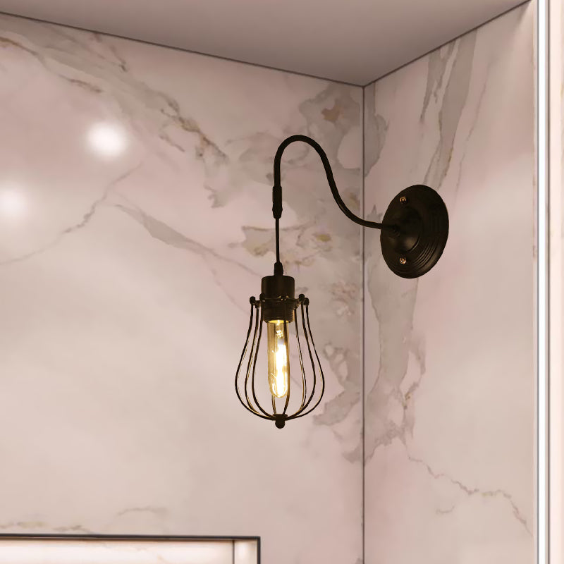 Lisslune | Metal Cylinder/Hexagonal Engaged Wall Lamp Farm 1 Lamp Restaurant Wall Mount Fixture in Black