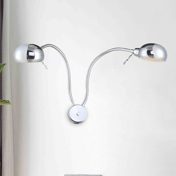 Skørter | Double-headed metal wall lamp industrial style 2 lights bedroom wall lamp with flexible arm in black/chrome