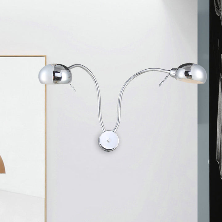 Skørter | Double-headed metal wall lamp industrial style 2 lights bedroom wall lamp with flexible arm in black/chrome