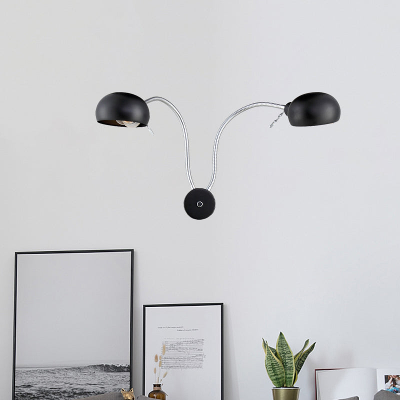 Skørter | Double-headed metal wall lamp industrial style 2 lights bedroom wall lamp with flexible arm in black/chrome
