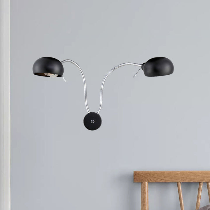 Skørter | Double-headed metal wall lamp industrial style 2 lights bedroom wall lamp with flexible arm in black/chrome