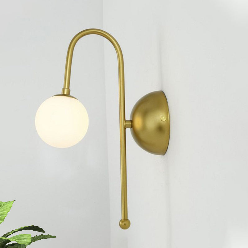 Lisslune | 1 Bulb Globe Wall Mounted Light Modern Gold Opal Glass Lighting for the Living Room