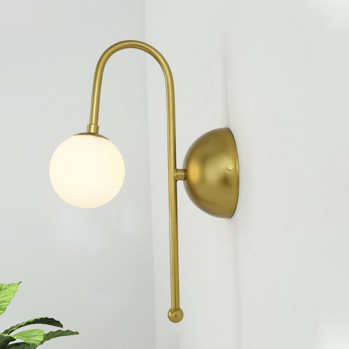 Lisslune | 1 Bulb Globe Wall Mounted Light Modern Gold Opal Glass Lighting for the Living Room