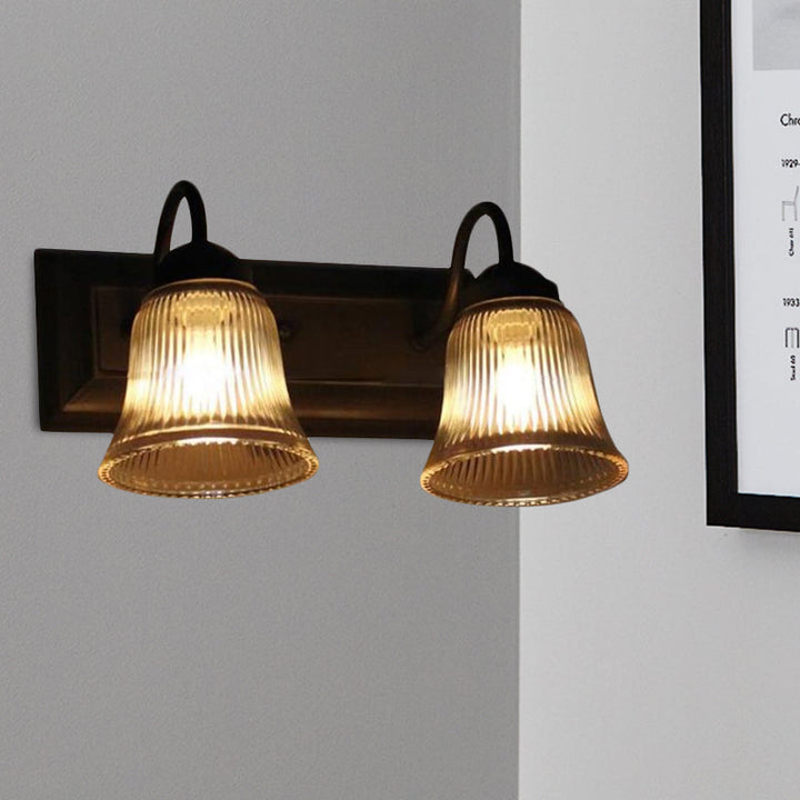 Lisslune | Bell Clear Texture Glass Wall Lamp Industry One Lamp Bedroom Sconce Light in Black
