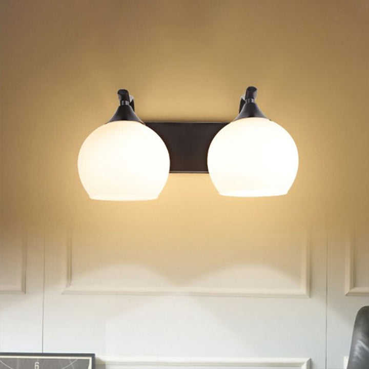 Lisslune | 2 Light Frosted Glass Wall Sconce Light Industrial Black Bubble Living Room Lighting Fixture