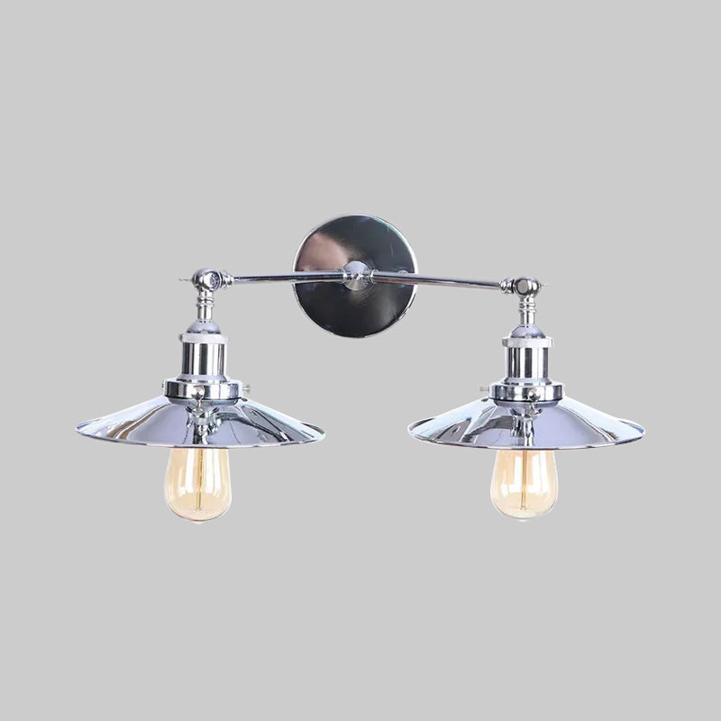 Lisslune | 2 Lamps Flat Shade Wall Lighting Industrial Style Brass/Rust Metal Wall Mounted Light for Hallway