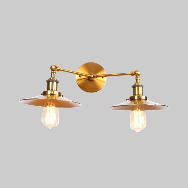 Lisslune | 2 Lamps Flat Shade Wall Lighting Industrial Style Brass/Rust Metal Wall Mounted Light for Hallway