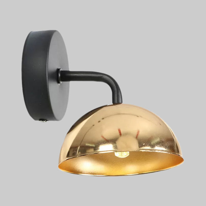 Lisslune | 1 Light Wall Lamp Industrial Dome Shade Metal Down Wall Light with Curved Arm in Black/Bronze for Bedroom