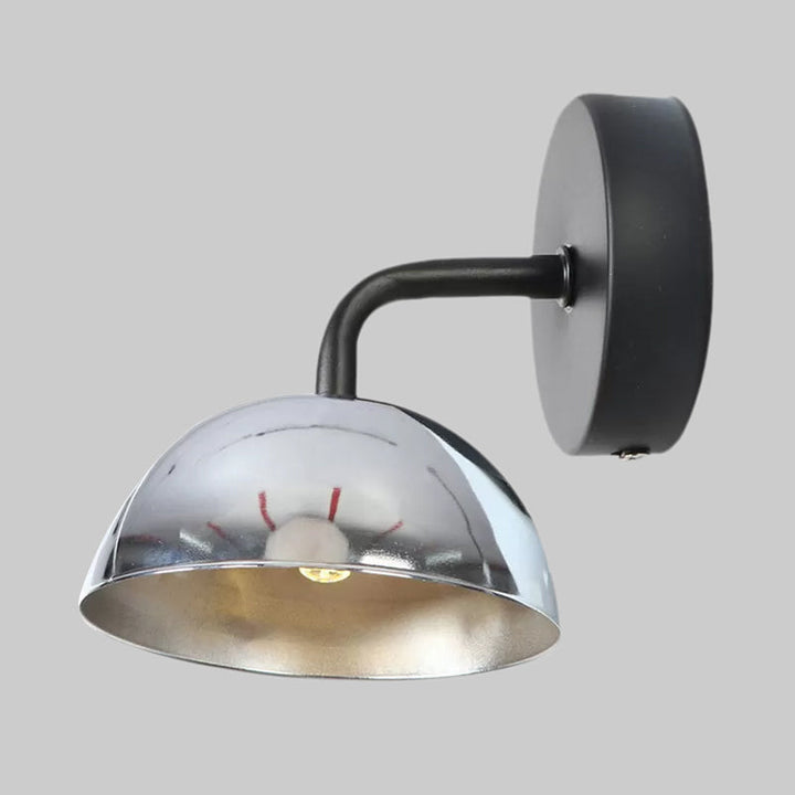 Lisslune | 1 Light Wall Lamp Industrial Dome Shade Metal Down Wall Light with Curved Arm in Black/Bronze for Bedroom