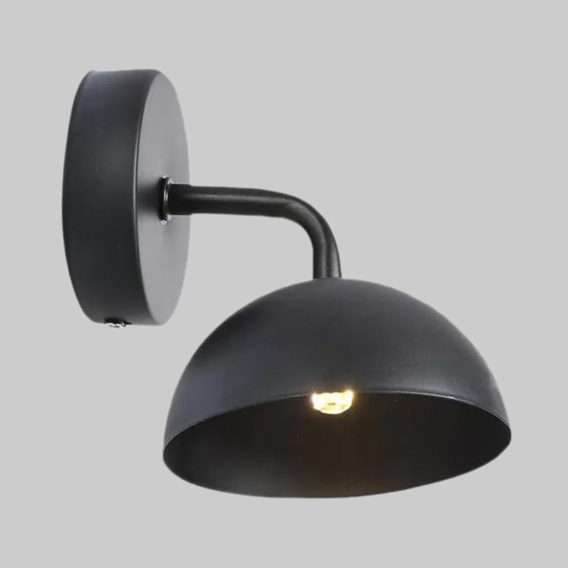 Lisslune | 1 Light Wall Lamp Industrial Dome Shade Metal Down Wall Light with Curved Arm in Black/Bronze for Bedroom