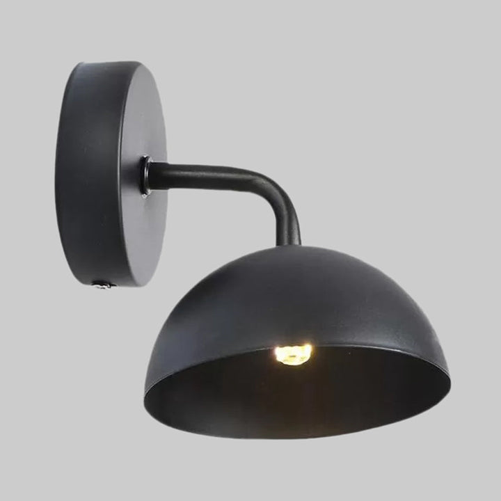 Lisslune | 1 Light Wall Lamp Industrial Dome Shade Metal Down Wall Light with Curved Arm in Black/Bronze for Bedroom