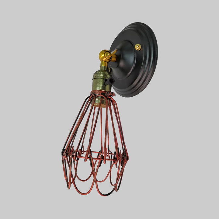 Skørter | Cast iron wire protection wall lighting farmhouse style 1 bulb restaurant swivel sconce lamp in black/bronze