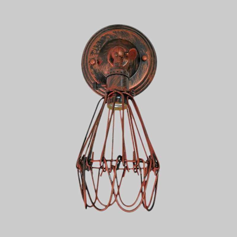Skørter | Cast iron wire protection wall lighting farmhouse style 1 bulb restaurant swivel sconce lamp in black/bronze