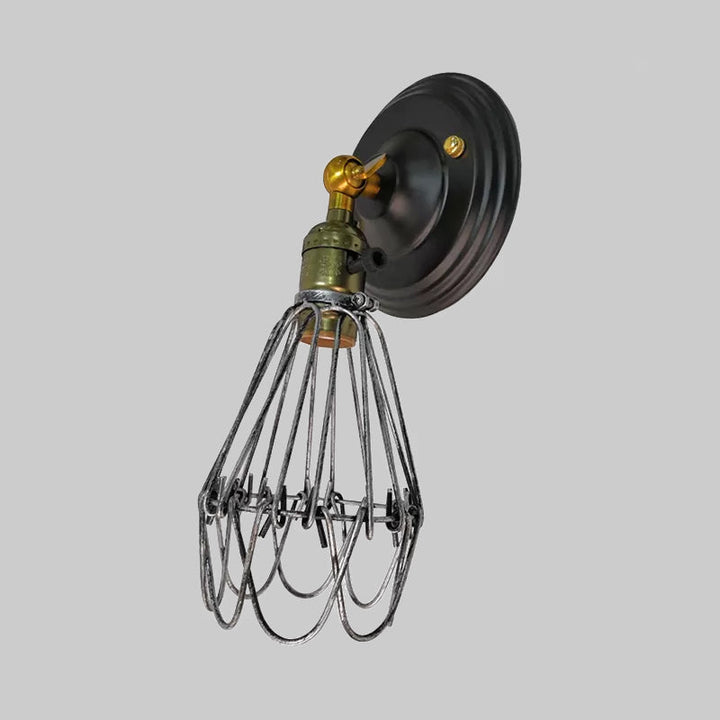 Skørter | Cast iron wire protection wall lighting farmhouse style 1 bulb restaurant swivel sconce lamp in black/bronze