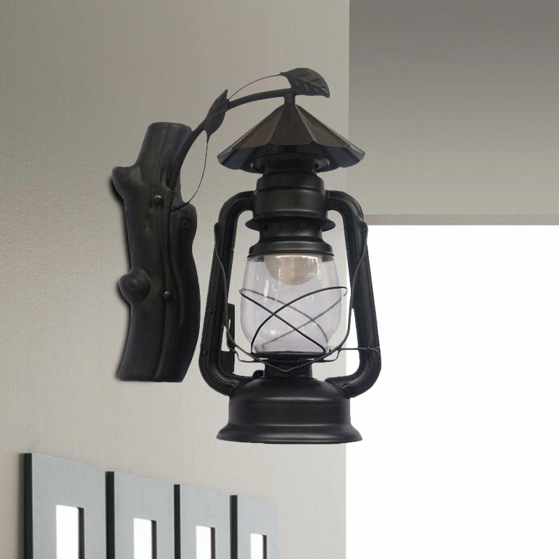 Lisslune | Black/Bronze/Copper Kerosene Wall Lighting Coastal Clear Glass 1 Light Outdoor Wall Lamps Light