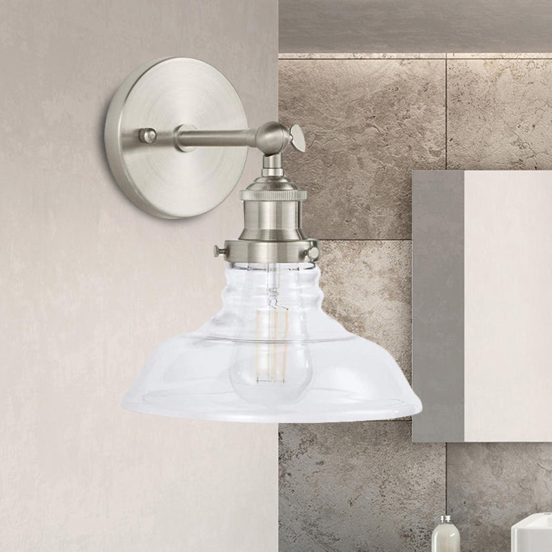 Lisslune | Clear Glass Chrome/Nickel Wall Light Barn 1-Bulb Industrial Wall Lamp for the Kitchen