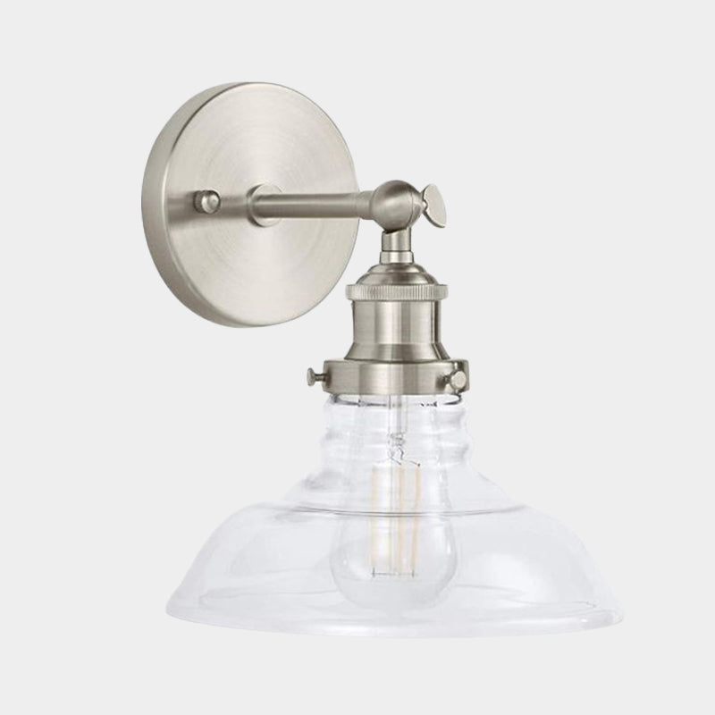 Lisslune | Clear Glass Chrome/Nickel Wall Light Barn 1-Bulb Industrial Wall Lamp for the Kitchen