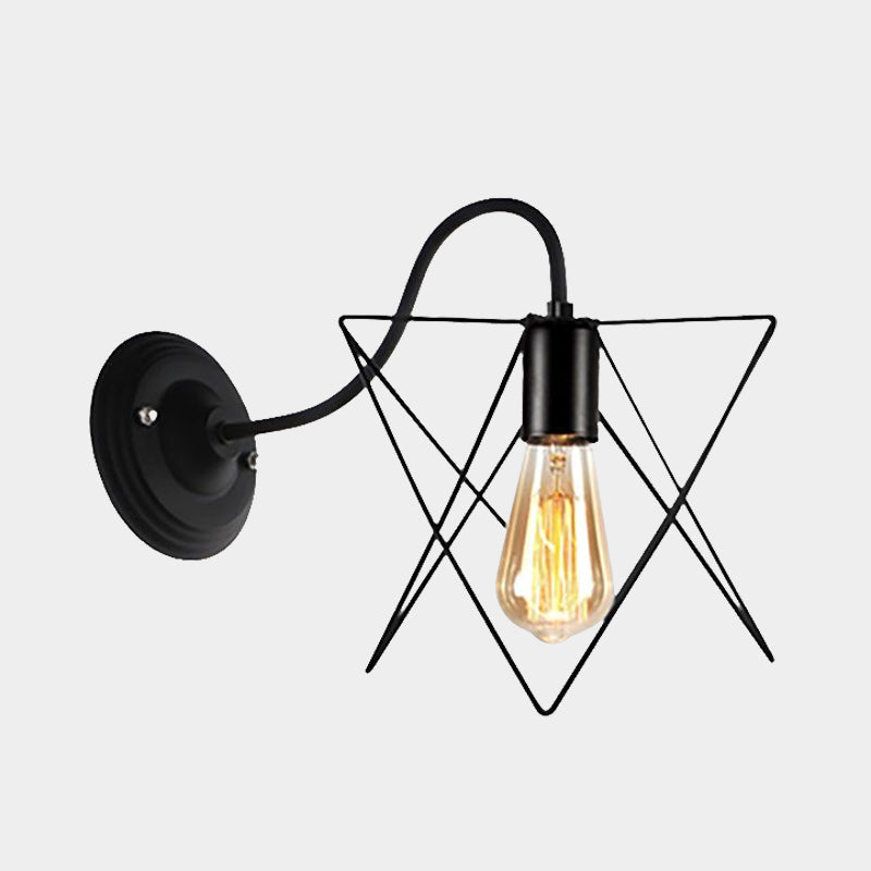 Lisslune | Black 1 Head Wall Lamp Vintage Industrial Metal Bottle/Rectangular Wall Light Wall Lamp with Wire Frame for Café