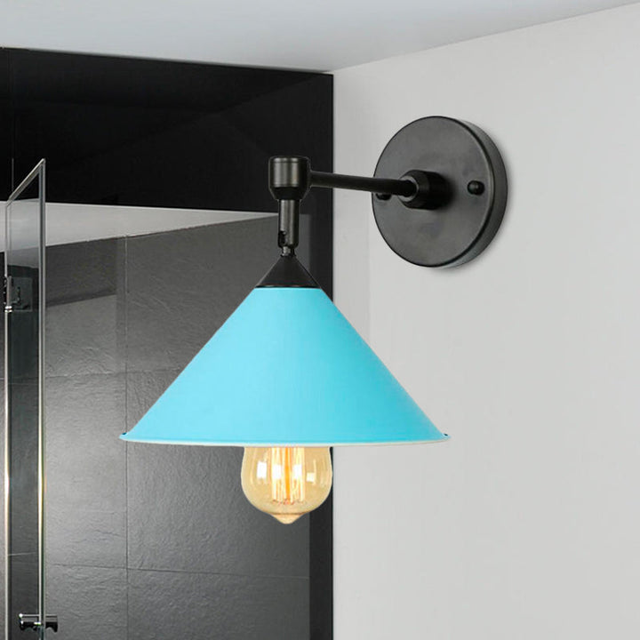 Lisslune | Black/Gray Conical Wall Light Industrial Stylish Metallic 1 Head Bathroom Wall Lamp