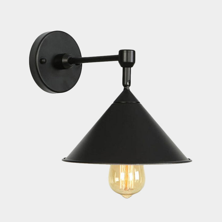Lisslune | Black/Gray Conical Wall Light Industrial Stylish Metallic 1 Head Bathroom Wall Lamp