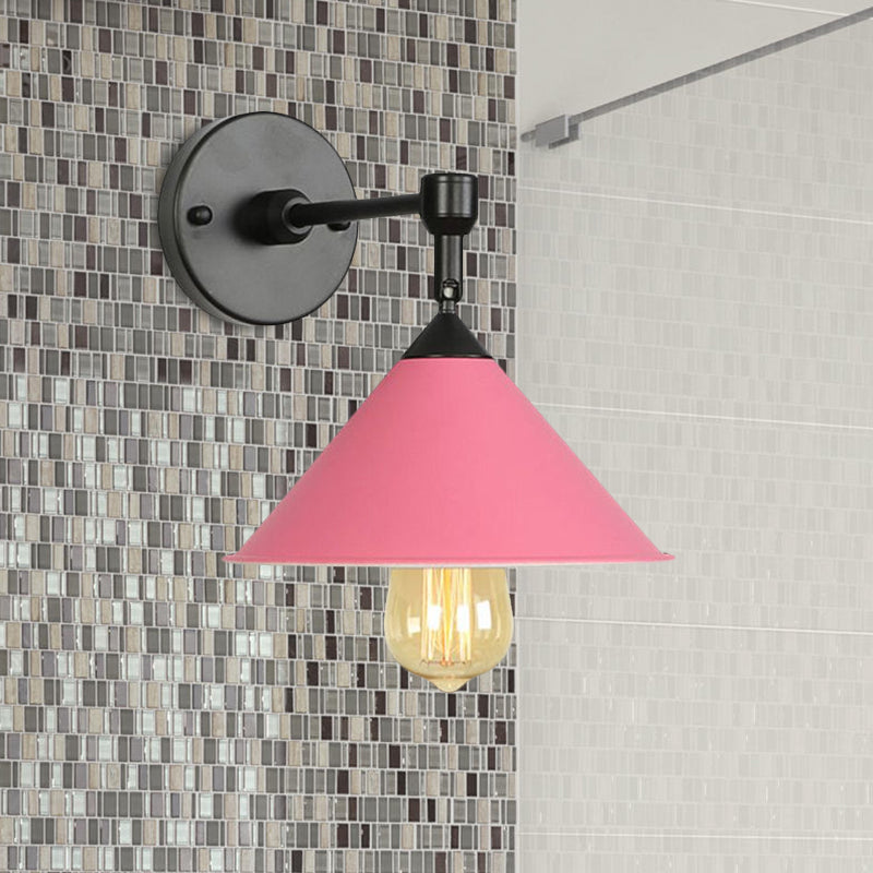 Lisslune | Black/Gray Conical Wall Light Industrial Stylish Metallic 1 Head Bathroom Wall Lamp
