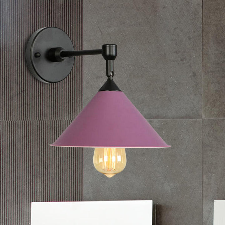 Lisslune | Black/Gray Conical Wall Light Industrial Stylish Metallic 1 Head Bathroom Wall Lamp