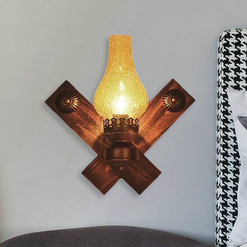 Lisslune | A light wall lamp light industrial crackle glass vase shape lighting fixture in yellow, 3.5"/5"/14.5" wide
