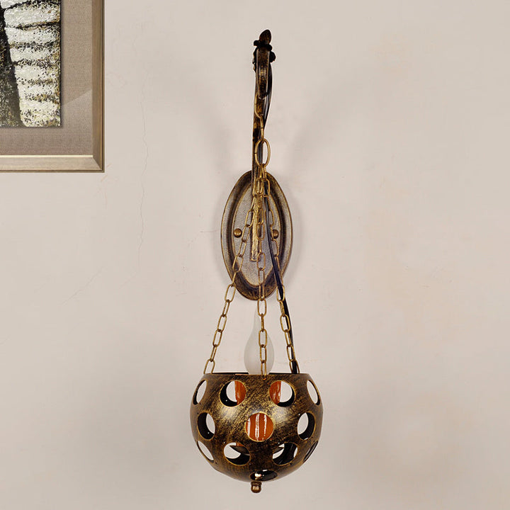 Skørter | Candle Holder Wall Sconces Light Vintage Retro Metal 1 Light Pendant Wall Lamp in Antique Brass