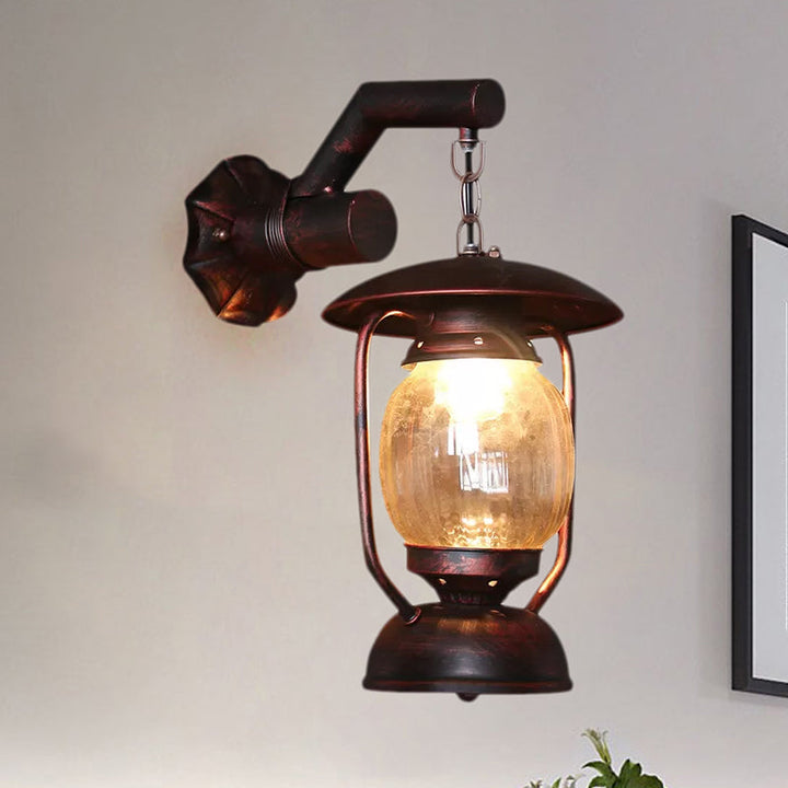Skørter | Lantern Outdoor Wall Light Vintage Clear Glass 1 Light Antique Copper Wall Lamp