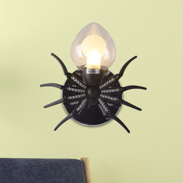 Skørter | Metal Spider Wall Lighting with Metal Shade Lodge Loft 1 Light Wall Lamp in Black