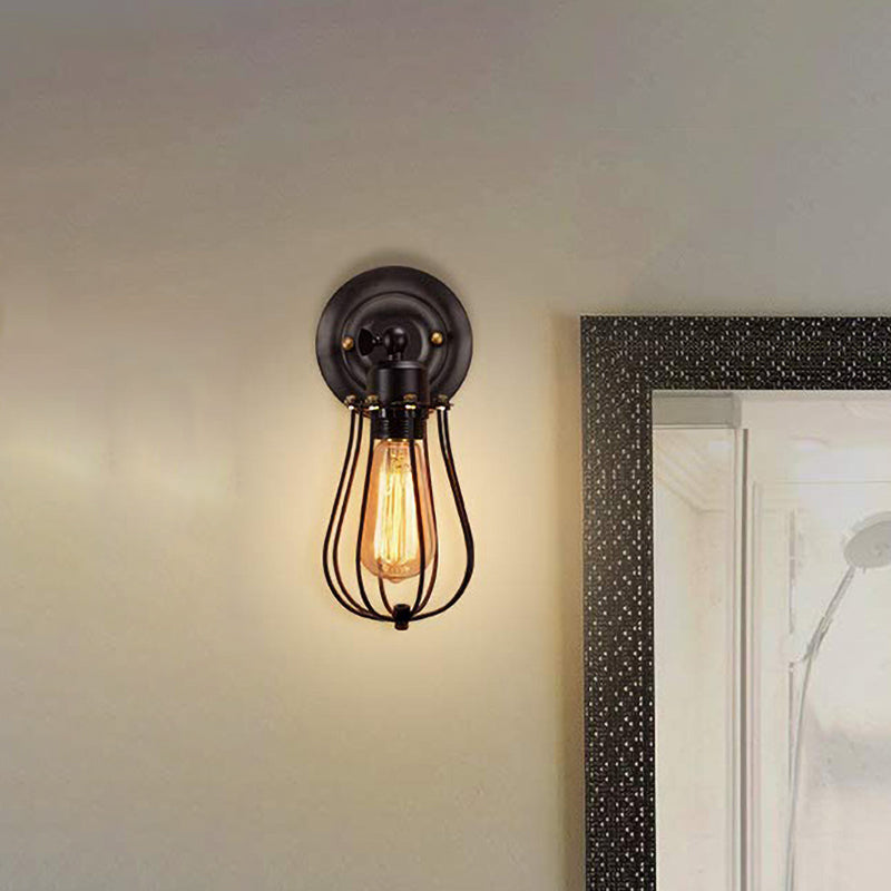 Lisslune | 2 Packs Gek cage-brick metal wall lamp Industrial style 1 light bedroom wall mounting lamp with bulb shape