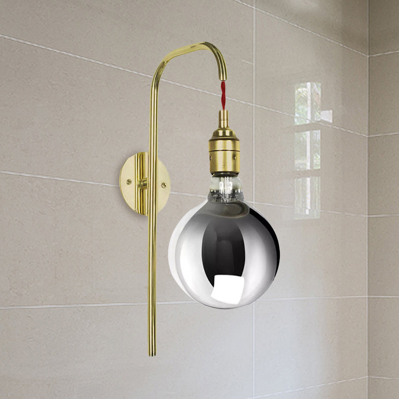 Lisslune | Chrome/Gold A Light Wall Lamp Modern Clear Glass Globe Lighting Fixture for Living Room
