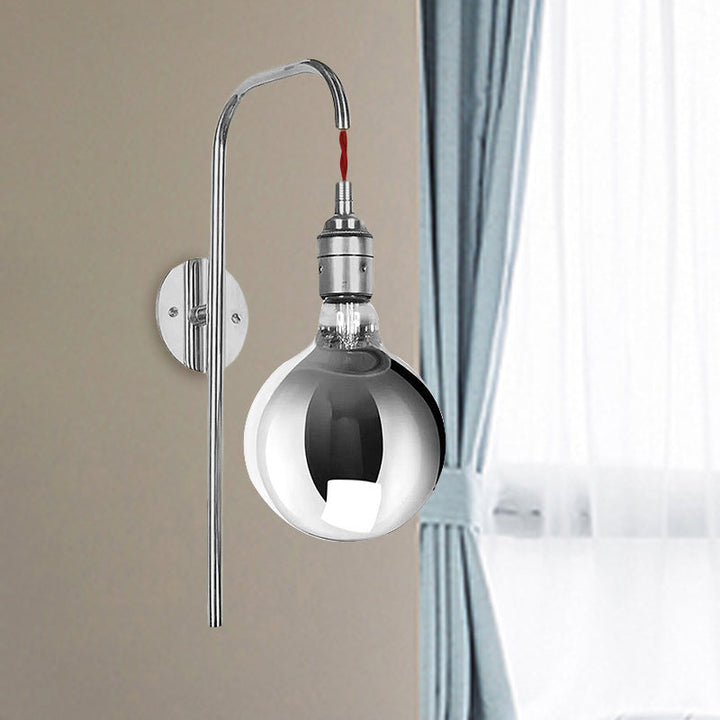 Lisslune | Chrome/Gold A Light Wall Lamp Modern Clear Glass Globe Lighting Fixture for Living Room