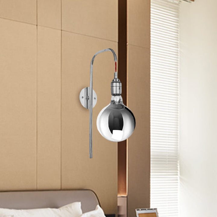Lisslune | Chrome/Gold A Light Wall Lamp Modern Clear Glass Globe Lighting Fixture for Living Room
