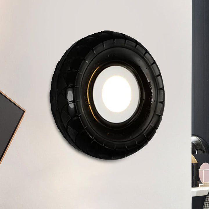 Lisslune | Tyre Metallic Wall Light Farmhouse Style LED Corridor Wall Mount Lighting in Black, 10"/16" Width