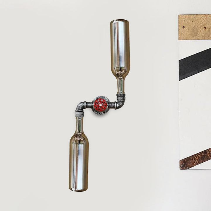 Lisslune | Glass Gray/Blue Wall Light Wine Bottle 2 Lights Industrial Style Wall Mount Light for Living Room
