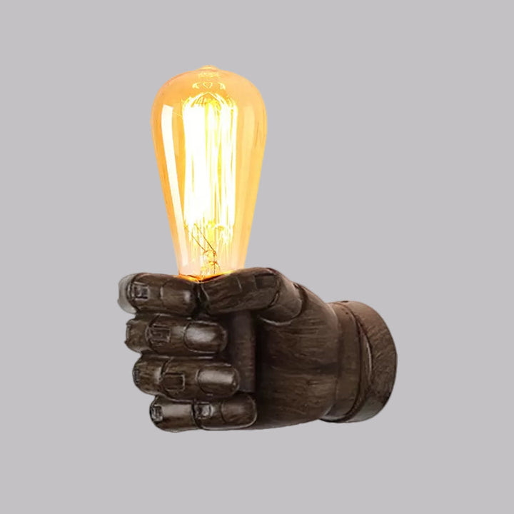 Skørter | Black/White Bare Bulb Wall Lamp with Hand-Shaped Base Vintage Style Wood 1 Light Restaurant Wall Lamp