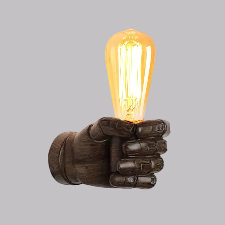 Skørter | Black/White Bare Bulb Wall Lamp with Hand-Shaped Base Vintage Style Wood 1 Light Restaurant Wall Lamp