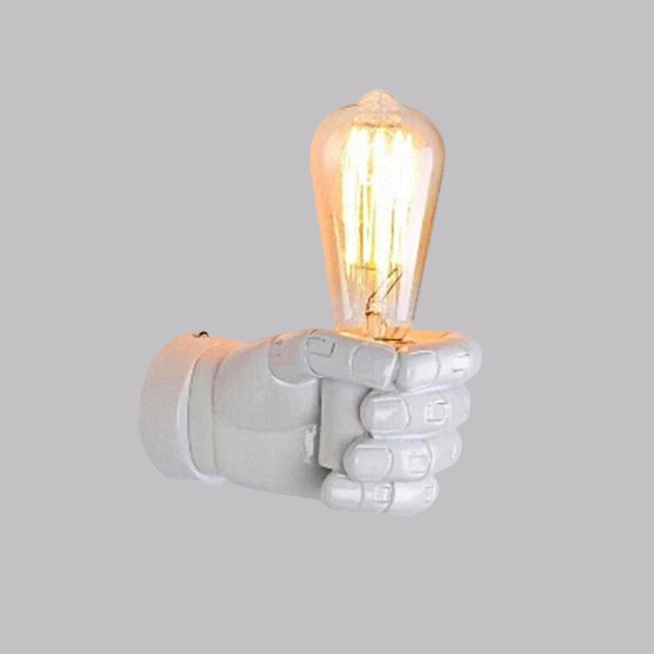 Skørter | Black/White Bare Bulb Wall Lamp with Hand-Shaped Base Vintage Style Wood 1 Light Restaurant Wall Lamp
