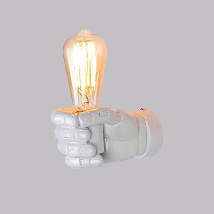 Skørter | Black/White Bare Bulb Wall Lamp with Hand-Shaped Base Vintage Style Wood 1 Light Restaurant Wall Lamp