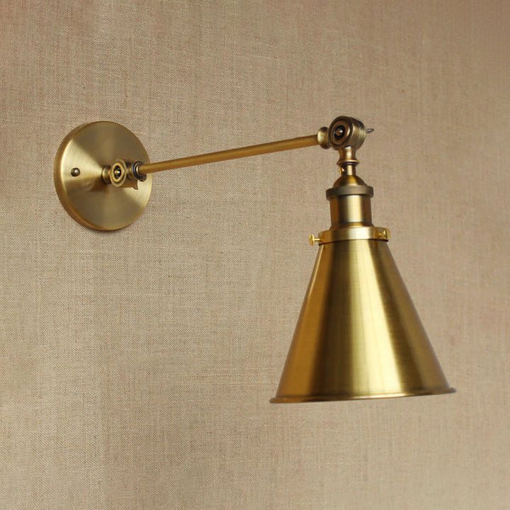 Skørter | 1 Light Wall Lamp with Tapse Shade Metallic Vintage Indoor Wall Lighting in Brass, 8"/12" Dia