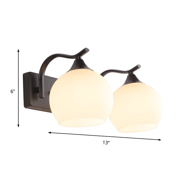 Lisslune | 2 Light Frosted Glass Wall Sconce Light Industrial Black Bubble Living Room Lighting Fixture