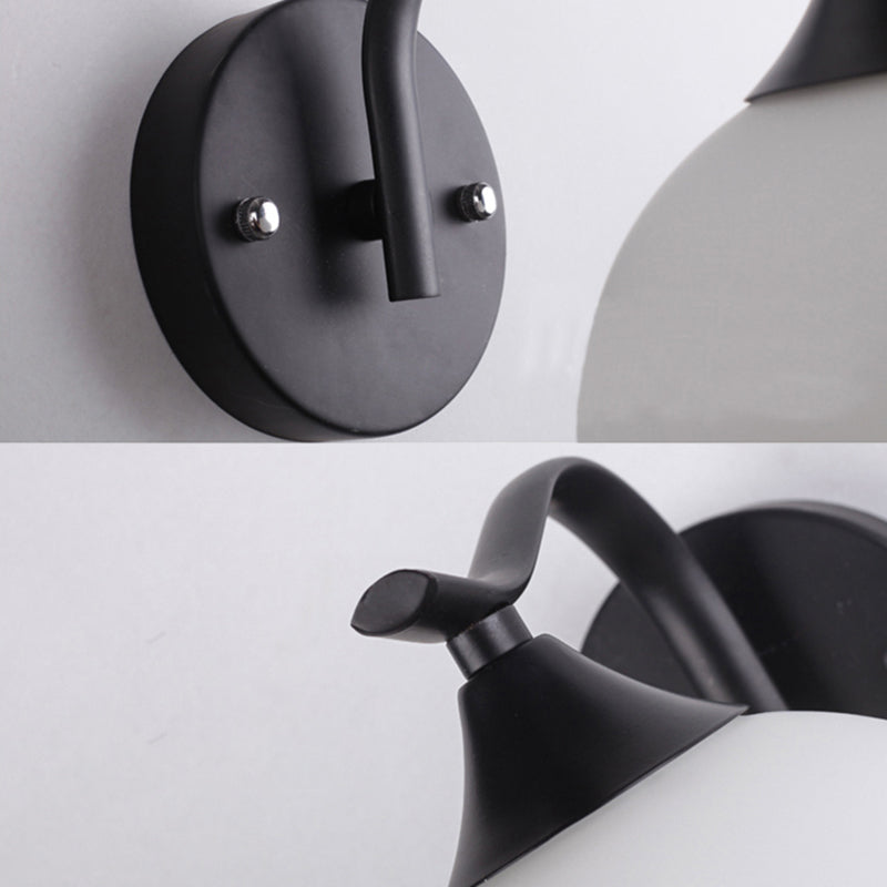 Lisslune | 2 Light Frosted Glass Wall Sconce Light Industrial Black Bubble Living Room Lighting Fixture