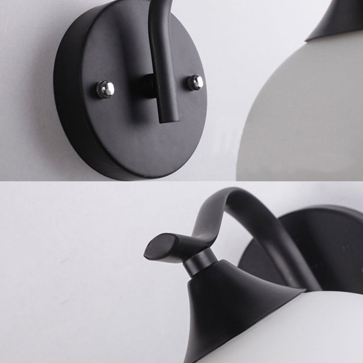 Lisslune | 2 Light Frosted Glass Wall Sconce Light Industrial Black Bubble Living Room Lighting Fixture