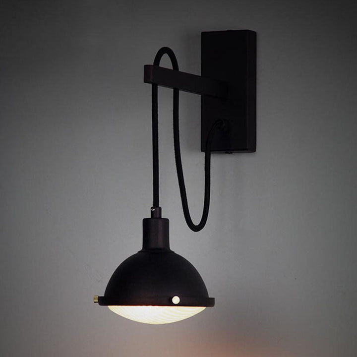 Lisslune | 1 Light Wall Lighting Farm Bowl Shade Metallic Wall Lamp in Black for Dining Room
