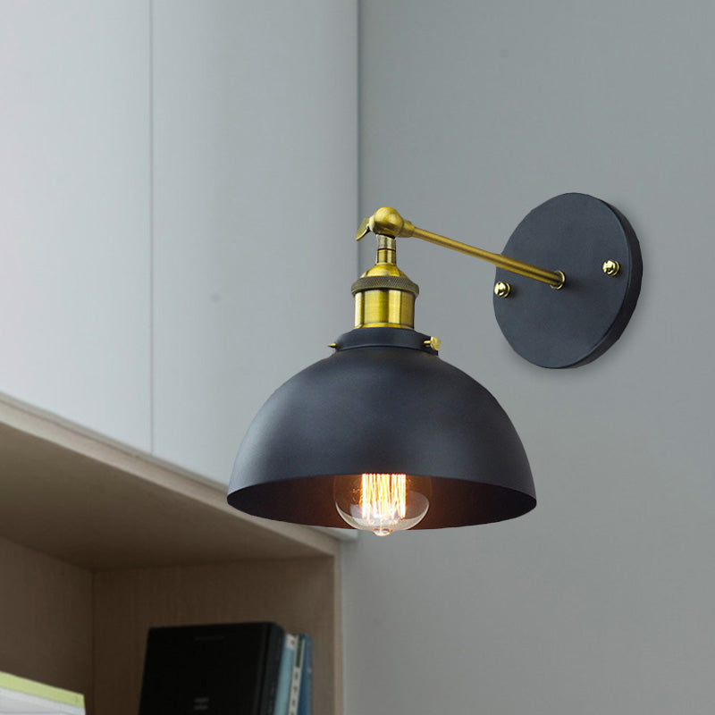 Lisslune | 1 Head Wall Light with Dome Shade Metal Rotatable Wall Lamp in Brass Finish for Balcony