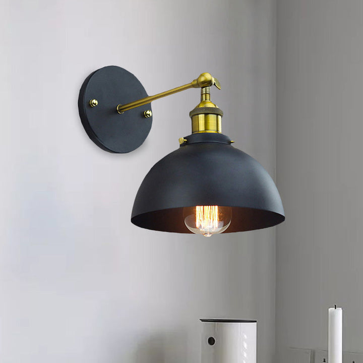 Lisslune | 1 Head Wall Light with Dome Shade Metal Rotatable Wall Lamp in Brass Finish for Balcony